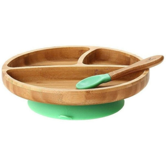 Avanchy Toddler Bamboo Stay Put Suction Plate + Spoon 竹製大碟套裝