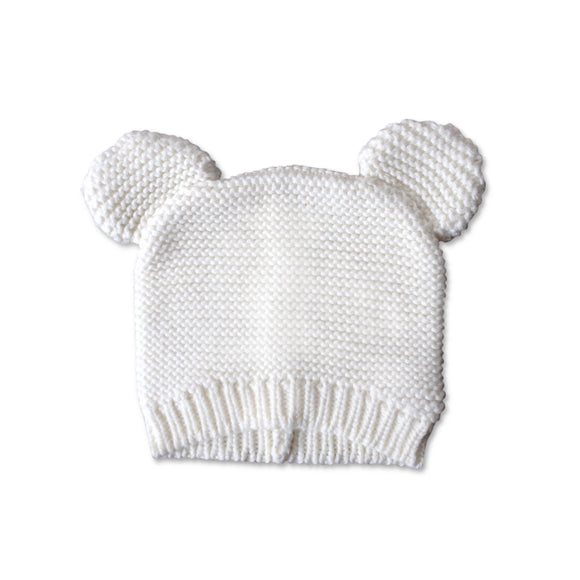 Mini Kardi White Bear Beanie (3m -12m)