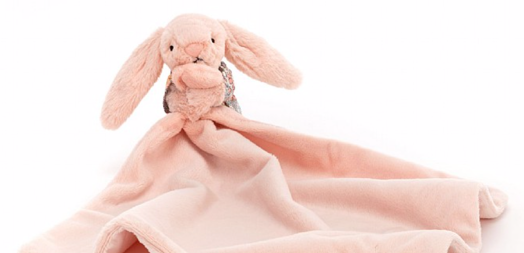 Jellycat Bedtime Blossom Blush Bunny Soother mini kardi
