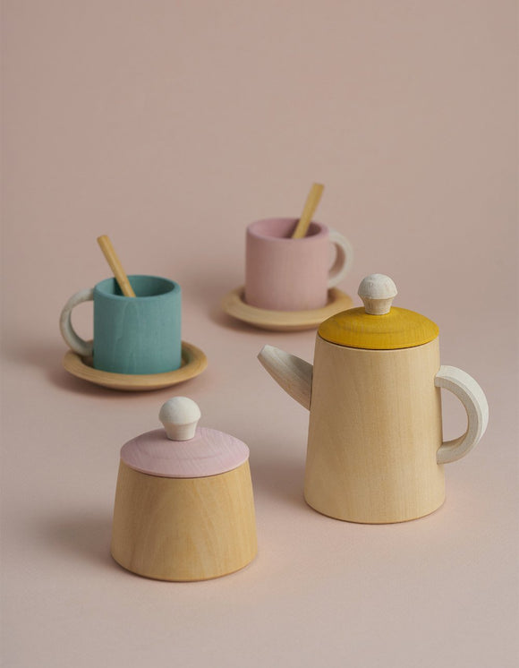 Raduga Grez Tea Set Mustard and Pink Wood Toy