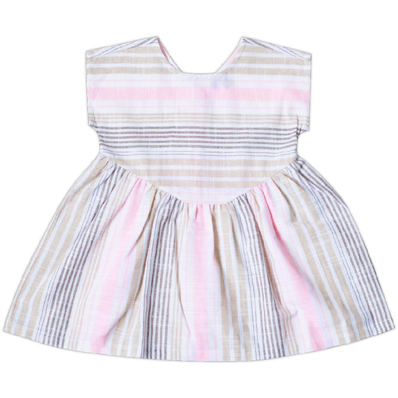 Mini Kardi Pink Brown Stripe Dress