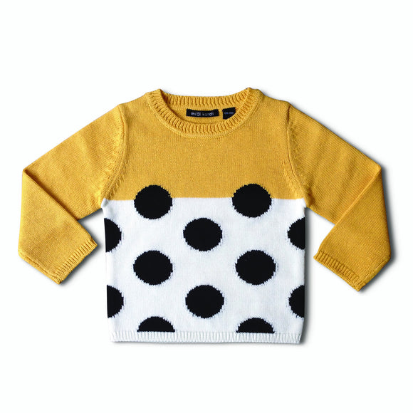 Yellow Black Dots Sweater mini kardi